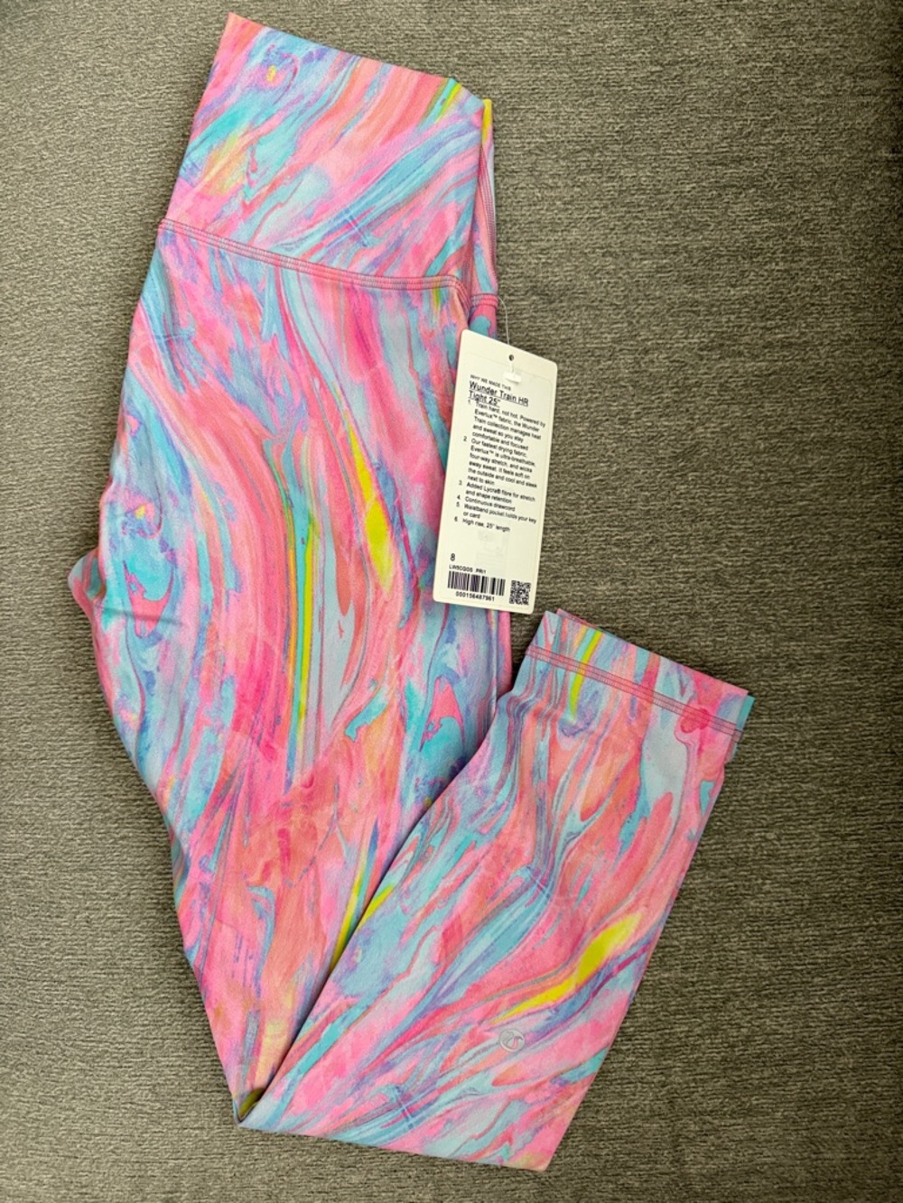 NWT LULULEMON WUNDER TRAIN HIGH-RISE TIGHT 25" Prism Marble Multi Pink 8